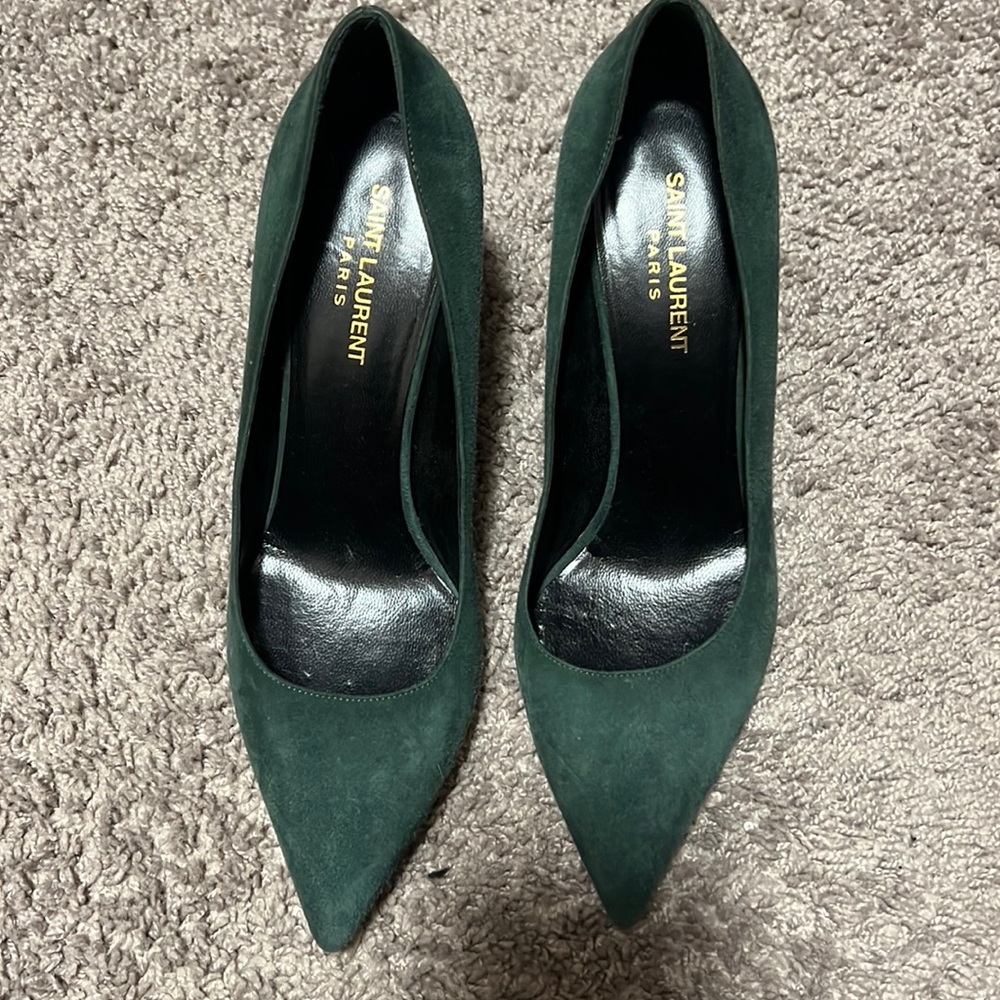 Green saint laurent heels